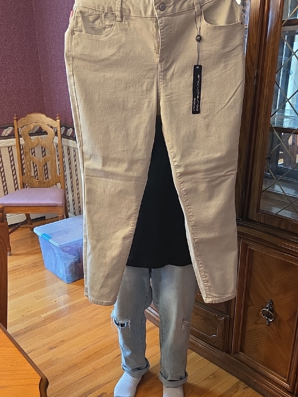 Women’s Ankle Crop Jeans in Beige - Classic Slim Fit